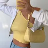 Kobiety Sexy One Shoulder Swetry Topy Slim Summer Casual Ruched Krótki Rękaw Dzianiny Stretch Tube Topy Crop Top X0628