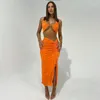 Long Cover Up Fashion Women Blouses 2021 Summer Beach Swimsuit Wear Lace Cut Out Vest Slim Split Skirt Suit Print Polyester Women's Swimwear