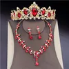 Preciosos juegos de joyas de cristal para mujer, corona nupcial, Tiaras, pendientes, collares, conjunto de joyería, accesorio de moda para novia H1022