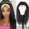 Head Band Wig 100 İnsan Saç Eşarp Peruk Brezilyalı Düz ​​Vücut Afrikalı Amerikalı Kadınlar İçin Kıvırcık Uygun Fable