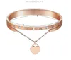 Rose Gold Stainless Steel Bracelets Bangles Female Heart Forever Love Brand Charm Bracelet for Women Famous Jewelry GC596