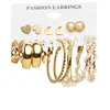 Luxury Fashion Big Circle Hoop Örhängen Set För Kvinnor Crystal Imitation Pearl Geometrisk Guld Metall Örhängen Fjäril Hjärta Bröllopsfest Smycken Gåvor