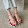 2021 sommer Mode Frauen Flache Heels Römische Sandalen Flip-Flops Weibliche Blau Schwarz Weiß Offene spitze Fischer Afrikanische Sandalen Schuhe y0721