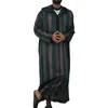 Ropa étnica Moda Jubba Thobe Hombres Abaya Musulmán Rayas Con capucha Túnicas Dubai Árabe Kaftan Islámico Qamis Árabe Turco Vestido Blusa