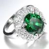 Anéis de casamento elegante clássico prateado anel verde mulher feminina moda feminina luxuosa joalheria de dedos acessórios