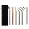 6*266mm Stainless Steel Drinking Straws Reusable Colorful Metal Straw Cleaning Brush for Kitchen Party Wedding Bar Use