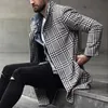 남자 트렌치 코트 2022 모직 코트 가을과 겨울 남성 레저 긴 남성 캐주얼 패션 격자 무늬 재킷 오버 코트