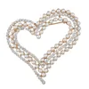 Pins, Brooches Women Crystal Faux Pearl Heart Scarf Brooch Pin Breastpin Wedding Accessory