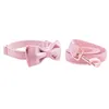 Unique Style Paws Cute Pink Puppy Personalized Christmas Blue Velvet Personalized Dog Collar 211006