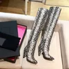 Fashion boots luxury design over the knee sexy slim tapered heel banquet Christmas