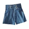 Ly Varey Lin Summer Femmes Taille Haute Taille Large Denim Shorts Jeans Mode Métal Décoration Poches Une Ligne 210526