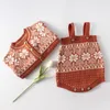 Roupas Baby Menina Set Nascido Doce Snowflake Knit Casaco + Macacões Terno Primavera Outono Infantil Meninas Roupas 210521