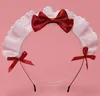 Diadema de encaje con cinta de sirvienta para mujer, accesorios de disfraz, cosplay de lolita, mardi gras, carnaval, tocado de fiesta de anime, blanco