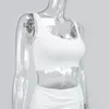 NewAsia blanc haut court deux pièces ensemble femmes Sexy dos nu taille haute torsion côté fendu moulante jupes 2 pièces vêtements d'été 210413