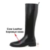 Meotina Herbst Kniehohe Stiefel Frauen Natürliche Echte Leder Flache Reitstiefel Reißverschluss Spitz Schuhe Dame Winter Größe 34-39 210608