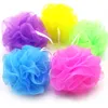 100pcs multi färger 15g bad dusch svamp puff loofahs nylon mesh borste duschboll spets kant mesh bad 1208 v2