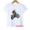 Koszulka dla chłopców fajny motocykl kreskówka drukuj chłopiec ubrania casual dzieci tshirt lato hiphop teen t shirt białe topy