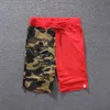 Calças masculinas moda impressão camuflagem cor costura adolescente verão shorts clássico streetwear meninos moletom