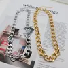 2021 Moda Duży naszyjnik dla Kobiet Twist Gold Silver Color Chunky Gruby Lock Choker Chain Necklaces Party Biżuteria Prezent