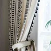 Cotton Linen Printing American Tassel Bohemian Style Bedroom/Living room/Kitchen Curtain Country Finished Window Semi-transmiss 210712