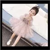Para meninas lace longa lanterna manga oneck bola cultivada festa princesa vestido crianças bebê crianças roupas jul30 tcgfl