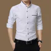 Lärlig Casual Social Formell Skjorta Män Långärmad Shirt Business Slim Office Manlig Bomull Mens Klänning S Vit 4XL 5XL 210721