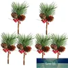 Рождественские красные ягоды и сосновый конус выбирают с падулью ветви цветочным декором1