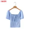 Women Solid Crop Knit T Short Sleeve O Neck Tees Ladies Casual Tee Shirt Street Wear Top 7Y21 210416