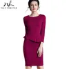 Nice-Forever Spring Elegante Pure Color Peplo Abiti da lavoro per ufficio Business Formale Guaina Abito donna G635 210419