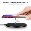 Caricabatterie rapido wireless rapido QI da 10 W Micro USB QC Mini pad stazione di ricarica con luce LED per Iphone Samsung Mobile Smart Phone Colorato universale