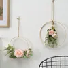 Bröllopsdekoration Konstgjord Silk Blomma Garland Naturlig Bambu Ring DIY Crafts Decor Easter Xmas krans Hängande prydnad