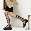 Lasyarrow 2021 Knee High Hallow Cut Out Female Gladiator Sandals Open Toe Casual Punk Platform Summer Shoes Women Dress