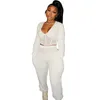 Womens Tracksuits Roupas 2 Piece Conjunto Nova Moda V-Neck Mesh Splicing Cor Sólida Solto Elástico Queda e Spring Sportswear