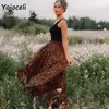 Yojoceli leopard chiffon skirt bottom women long streetwear boho female print 210609