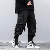 Pantalon parachutiste Harajuku pour hommes, vêtements amples tactiques Hip Hop avec cordon de serrage, salopette Cargo multi-poches, Techwear pantalon décontracté