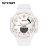 Sanda Luxo Esporte Mulheres Militares Watches 5atm Waterproof Moda Branca Quartz relógio para relógio feminino Relogio Feminino G1022