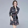 Printemps Vintage Butterfly Print Party Femmes Sweet Perles Bow Collier Trois Quarts Manches Poche Slim Mini Robe 210416