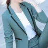 Inverno mulheres escritório feminino terno calças de duas peças magras de alta qualidade senhoras jaqueta casual calças profissional desgaste formal 210527