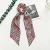 Flowers Long Ribbon Elastic Hair Bands Dot Floral Print Hair Ties Rope Ponytail Hair Rope Removeable Scarf Scrunchies Headwear