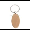 Fashion Aessories Drop Delivery 2021 40 Blank Wooden Chain Diy Wood Keychains Key Tags Gifts Yellow,20 Pcs Oval & 20 Rec80 Q2 12U30