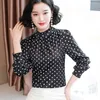 Camicette da donna Autunno Moda manica lunga a pois Camicie Casual Colletto alla coreana Top Blusas 10589 210508