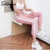 Tataria Casual Jogger Pantaloni Harem Donna Pantaloni sportivi a righe larghe Donna Riflettente laterale sottile per pantaloni 210514