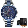 Classic Blue Mens Watches Top Fashion Military Chronograph Watch For Men Automatic Date Sport Wristwatches271N