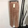 블링 라인 석 여자 티셔츠 레깅스 디자이너 자수 편지 탑 메쉬 투명 바지 숙녀 바닥 셔츠