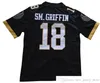 NCAA UCF Knights College Fotbollslitage # 18 Shaquem Griffin Jersey Black White AAC Stitched University of Central Florida Sm.Griffin Jerseys