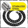 Chains Stainless Steel Miami Cuban Link Necklaces Black For Men Women Basic Punk Jewelry Choker 3MM 5MM 7MM 13MM184N