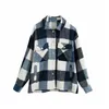 Evfere Fashion Ladies Plaid Camisa larga suelta Chaquetas Mujeres Manga elegante Lana Chaqueta de gran tamaño Outwear Femme 210421