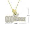 Chains 2022 Bling Cubic Zirconia Iced Out Praying Hands Pendants Necklaces CZ Letter GOD FIDENCE Charm For Men Boy Hip Hop Jewelry