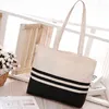 Large Striped Cotton Canvas Sturdy and Roomy Shoulder Tote Beach Bag