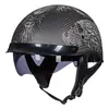 Motorcycle Helmets Silver Carbon Fiber Helmet Half Retro Moto Vintage Motorbike Biker Scooter Crash DOT Certification